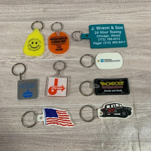 Vintage Promo Marketing Keychain Lot Jiffy Lube Amoco Radio Station And More - Picture 1 of 5